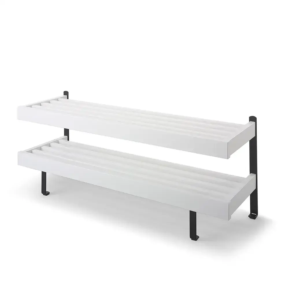 Oscarssons Möbel, Nadja Skohylla 100 cm Vitlackad Björk/Mattsvart stål